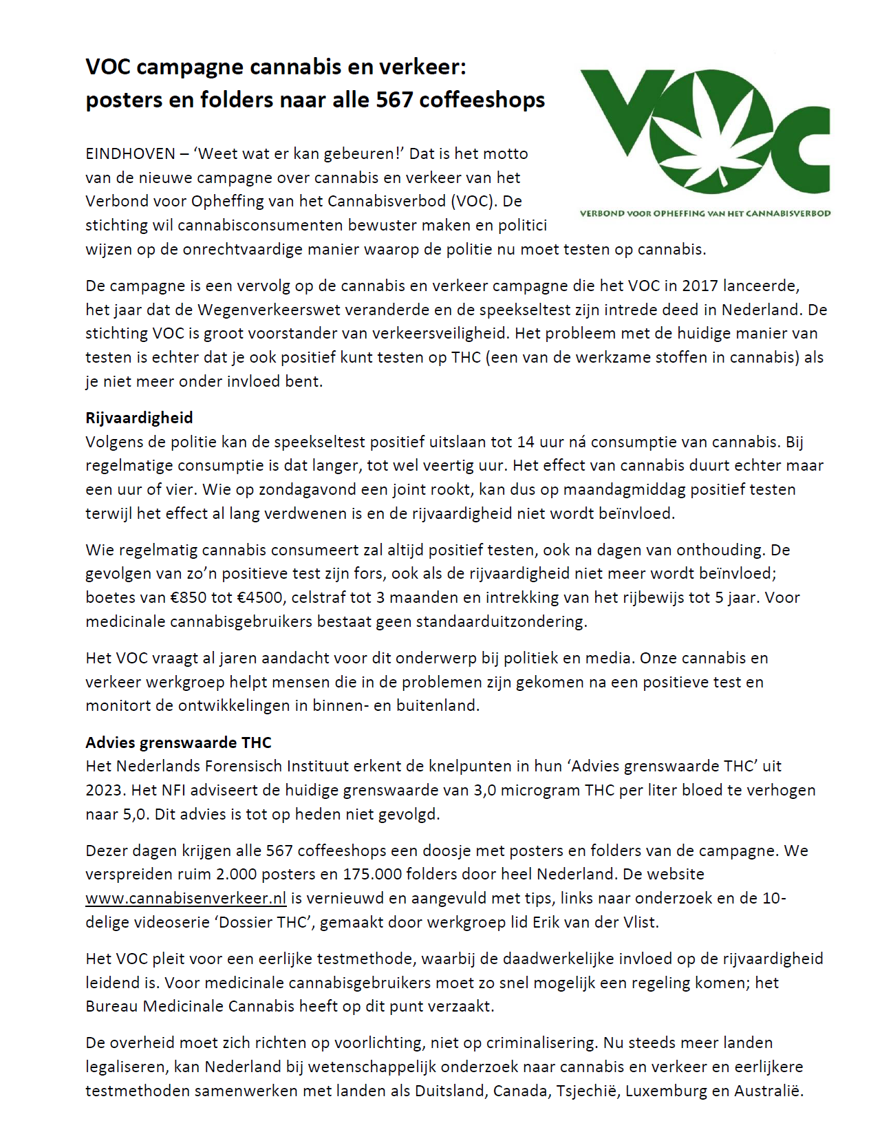 voc campagne 2024 cannabis en verkeer 567 coffeeshops